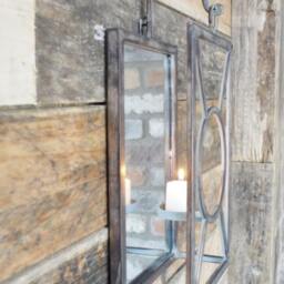 Vintage Rustic Mirrored Candle Holder - Sconce Wall Mounted Or Freestanding For Candles & Tealights - thumbnail 3