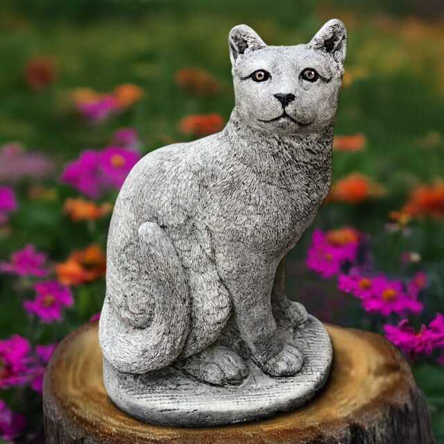 Sitting Kitty Statue Concrete Cat Figurine Stone Kitten Sculpture Memorial Ornament Handmade Kitten Lover Gift Garden Art Decoration - image 1