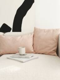 Pale Pink Teddy Boucle Throw Pillow Cover, Soft & Cute Lumbar Case, Invisible Zipper, Modern Home Decor, Scandinavian Style Decor - thumbnail 1