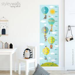 Hot Air Balloons Wall Decal Growth Chart, Chart Decal, Jungle Safari Animals Kids Height - thumbnail 3