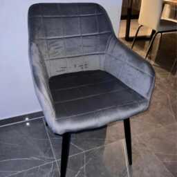 Set Of 2 Velvet Dining Chairs Camden Modern Armchair With Black Metal Legs - thumbnail 3