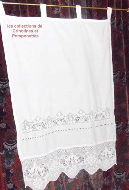 Brisebise Curtain Panel With Handmade Crochet Insets, White, 88x140 cm, Tony Brand, On Cotton Canvas - image 1