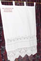 Brisebise Curtain Panel With Handmade Crochet Insets, White, 88x140 cm, Tony Brand, On Cotton Canvas - thumbnail 1