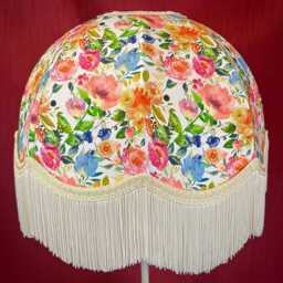 Handmade Floral Dome Lampshade Wildflower Meadow With Cream Fringe