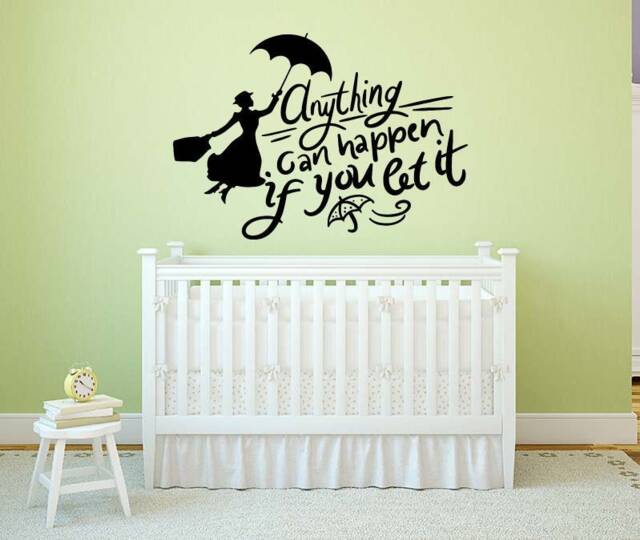 Mary Poppins Quote Wall Decal Nursery Cartoon Art 44Mp - image 1