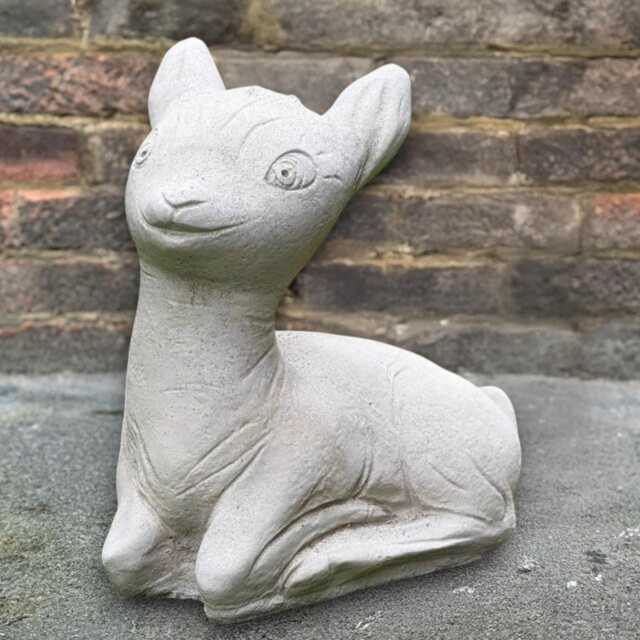 Cute Concrete Deer Sculpture Stone Fawn Garden Statue Outdoor Animal Figurine Handmade Woodland Lawn Ornament Cement Yard Art Gift - image 1