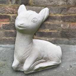 Cute Concrete Deer Sculpture Stone Fawn Garden Statue Outdoor Animal Figurine Handmade Woodland Lawn Ornament Cement Yard Art Gift - thumbnail 1