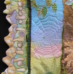 Fairy Tale Art Quilt Hand-Painted Frog Prince Wall Hanging - thumbnail 3