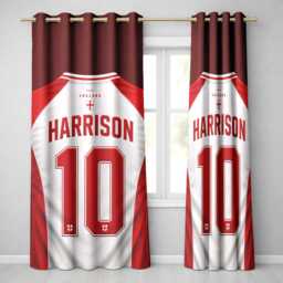 Personalised Name England Flag Curtains Football T Shirt Number Supporter Decor St Georges Cross Sports Match Fan Bedroom Window Drapes Gift - thumbnail 1