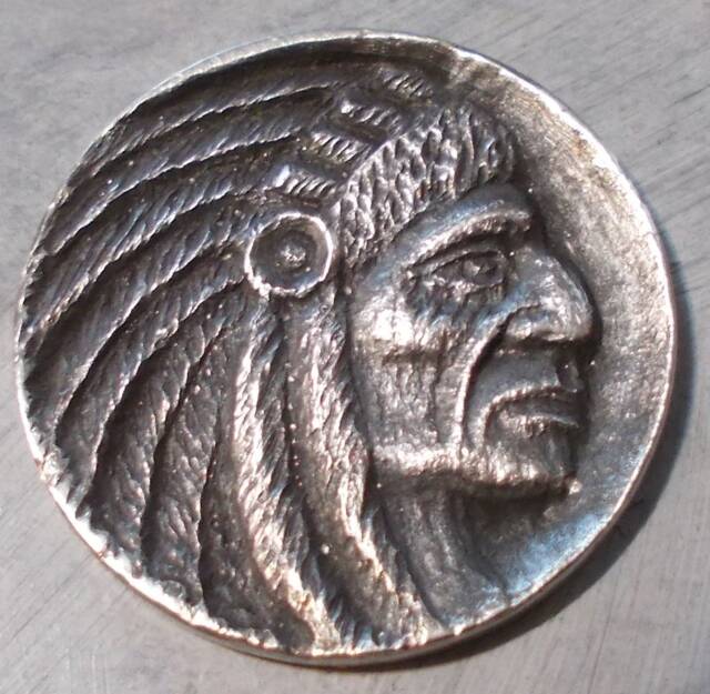 Deep Carved Hobo Nickel, Native American Indian Proud Chief