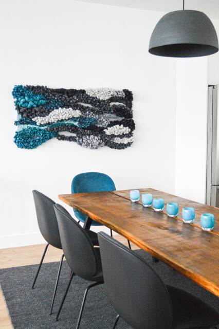 Blue Wall Hanging - Water-Inspired Macram?? Tapestry Sculptural Fiber Art For Living Room Or Bedroom - image 1