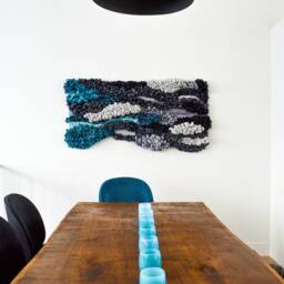 Blue Wall Hanging - Water-Inspired Macram?? Tapestry Sculptural Fiber Art For Living Room Or Bedroom - thumbnail 3