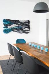 Blue Wall Hanging - Water-Inspired Macram?? Tapestry Sculptural Fiber Art For Living Room Or Bedroom