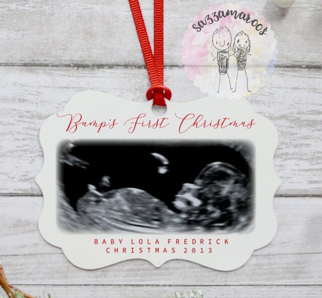 Personalised Bump's First Christmas Photo Tree Decoration - Scan Bauble Ornament Baby