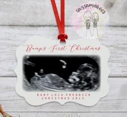 Personalised Bump's First Christmas Photo Tree Decoration - Scan Bauble Ornament Baby
