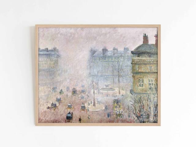 Paris Mist - Fine Art Print Cityscape French Antique Vintage Oil Painting Impressionism Camille Pissaro Sizes 8x10 11x14 16x20 - image 1
