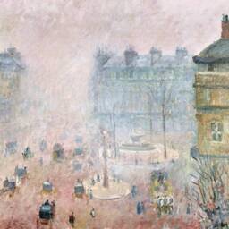 Paris Mist - Fine Art Print Cityscape French Antique Vintage Oil Painting Impressionism Camille Pissaro Sizes 8x10 11x14 16x20 - thumbnail 3