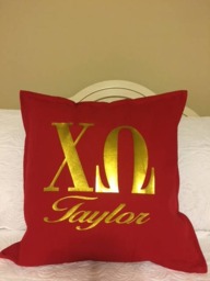 Chi Omega Personalized Sorority 18x18 Throw Pillow/Chi Bid Day Gift