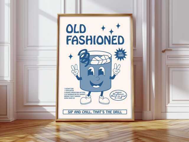 Retro Cartoon Cocktail Prints, Cocktails Print, Old Fashioned Poster - image 1