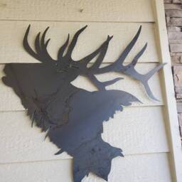 Majestic Elk Silhouette Recycled Steel Head Custom Metal Wall Art - thumbnail 2