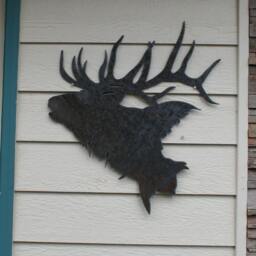 Majestic Elk Silhouette Recycled Steel Head Custom Metal Wall Art - thumbnail 1