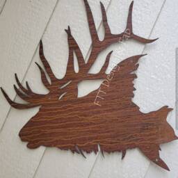 Majestic Elk Silhouette Recycled Steel Head Custom Metal Wall Art - thumbnail 3