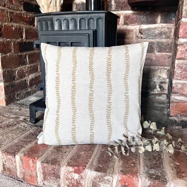 1431. Soft Gold Isabella Trail, Linen Look 100% Cotton Cushion Cover - image 1