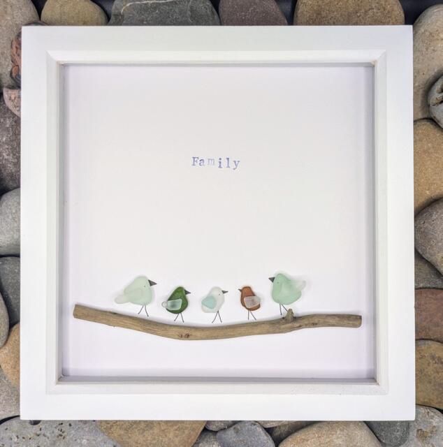 Sea Glass Bird Family Picture Personalized Picture Frame - image 1
