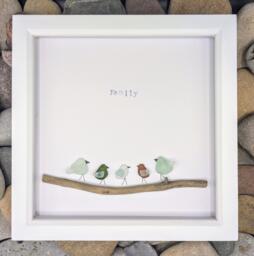 Sea Glass Bird Family Picture Personalized Picture Frame - thumbnail 1