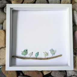 Sea Glass Bird Family Picture Personalized Picture Frame - thumbnail 3