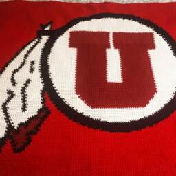 University Of Utah Utes Drum & Feather Crocheted Throw Blanket - thumbnail 2