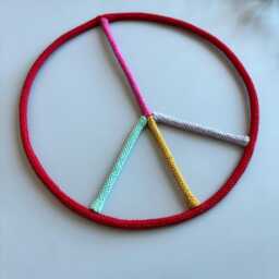 Multicolour Peace Sign Wall Decor Kids Room, Nursery, Boho Hanging - thumbnail 3