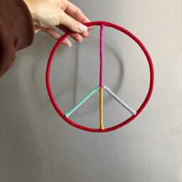 Multicolour Peace Sign Wall Decor Kids Room, Nursery, Boho Hanging - thumbnail 4