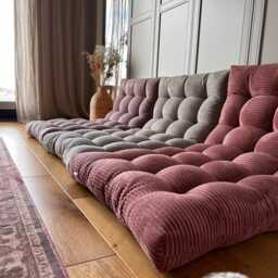 Tufted Floor Cushion - French Style Bench Custom Corduroy - thumbnail 2