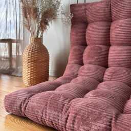 Tufted Floor Cushion - French Style Bench Custom Corduroy - thumbnail 4