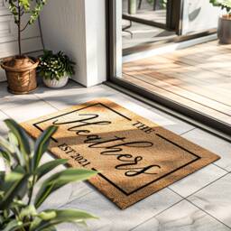 Personalized Farmhouse Style Entrance Rug - Handmade Family Name Doormat Customized Welcome Mat For Your Home Rustic - thumbnail 4