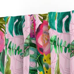 Tropical Monstera Curtain Panel - Green Pink Jungle Bohemian Floral Custom Boho By Theartwerks - thumbnail 3