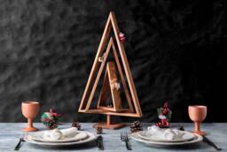 Rustic Pine Wood Christmas Tree, Tabletop Holiday Decor, Wooden Centerpiece For Dinner Table
