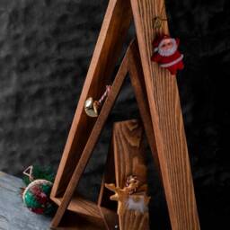 Rustic Pine Wood Christmas Tree, Tabletop Holiday Decor, Wooden Centerpiece For Dinner Table - thumbnail 3