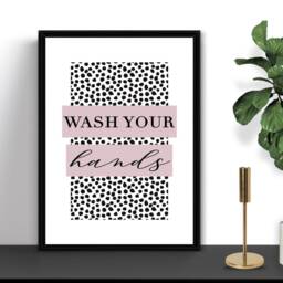 Wash Your Hands Antique Pink - Wall Print Bathroom Home Gift Bespoke Poster A5 A4 A3 Framed - thumbnail 2