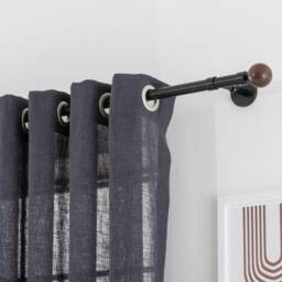 Extra Long Dark Linen Curtains Custom Grommet & Hook Drapery - thumbnail 2
