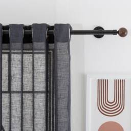 Extra Long Dark Linen Curtains Custom Grommet & Hook Drapery