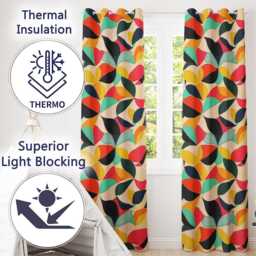 Abstract Organic Leaf Shapes Mid Century Modern Seamless Pattern Readymade Eyelet Ring Top Thermal 100% Blackout Curtains - thumbnail 3