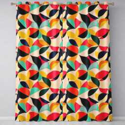 Abstract Organic Leaf Shapes Mid Century Modern Seamless Pattern Readymade Eyelet Ring Top Thermal 100% Blackout Curtains - thumbnail 2