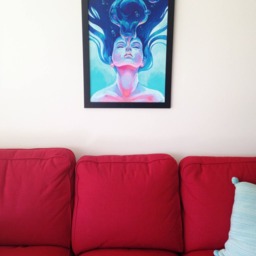 Breathe 18x24 Print - Acrylic Painting Art Reproduction Colorful Girl Colors Bubble Bubbles Underwater Float Teal Floating Water - thumbnail 3