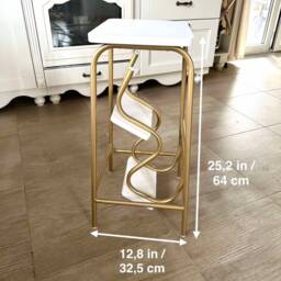 Step Ladder With Brass Color Legs, White Step Stool Adult, Library Ladder, Bar Stool, Tall Folding Chair, Wood Kitchen Island - thumbnail 3