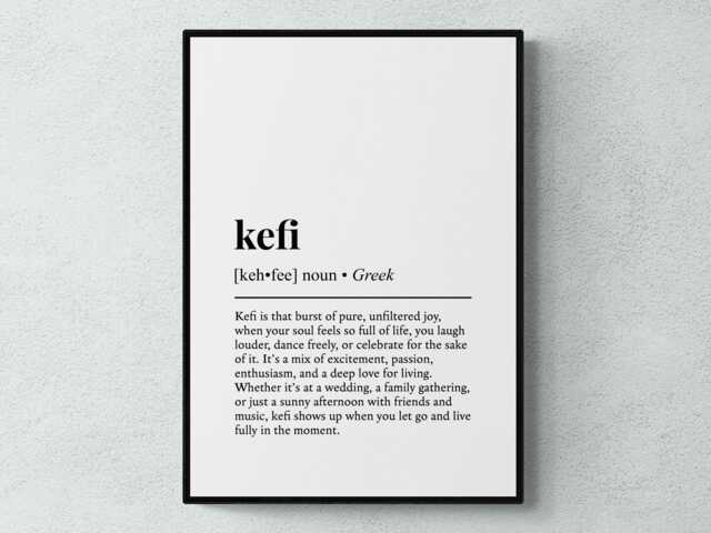 Kefi Greek Word Definition Greece Gift Wall Art Print - image 1