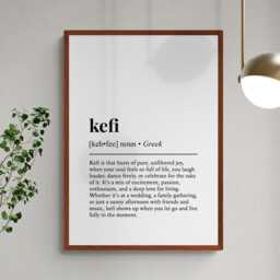 Kefi Greek Word Definition Greece Gift Wall Art Print - thumbnail 2
