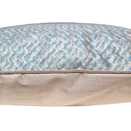 Fortuny Fabric Throw Pillow Cushion Cover Aquamarine & Silvery Gold Tapa Pattern - Made in Italy - thumbnail 2