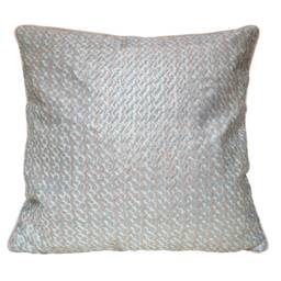 Fortuny Fabric Throw Pillow Cushion Cover Aquamarine & Silvery Gold Tapa Pattern - Made in Italy - thumbnail 1